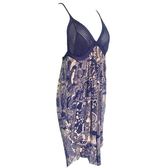 Jean Paul Gaultier Maille Femme Dress Crochet Tattoo Dress Size L Blue White JPG - Picture 8 of 14